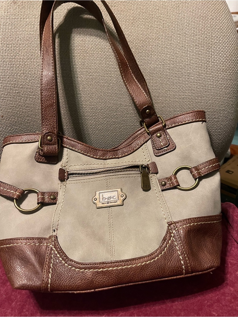 b.o.c. Beige and Brown Contrast Tote